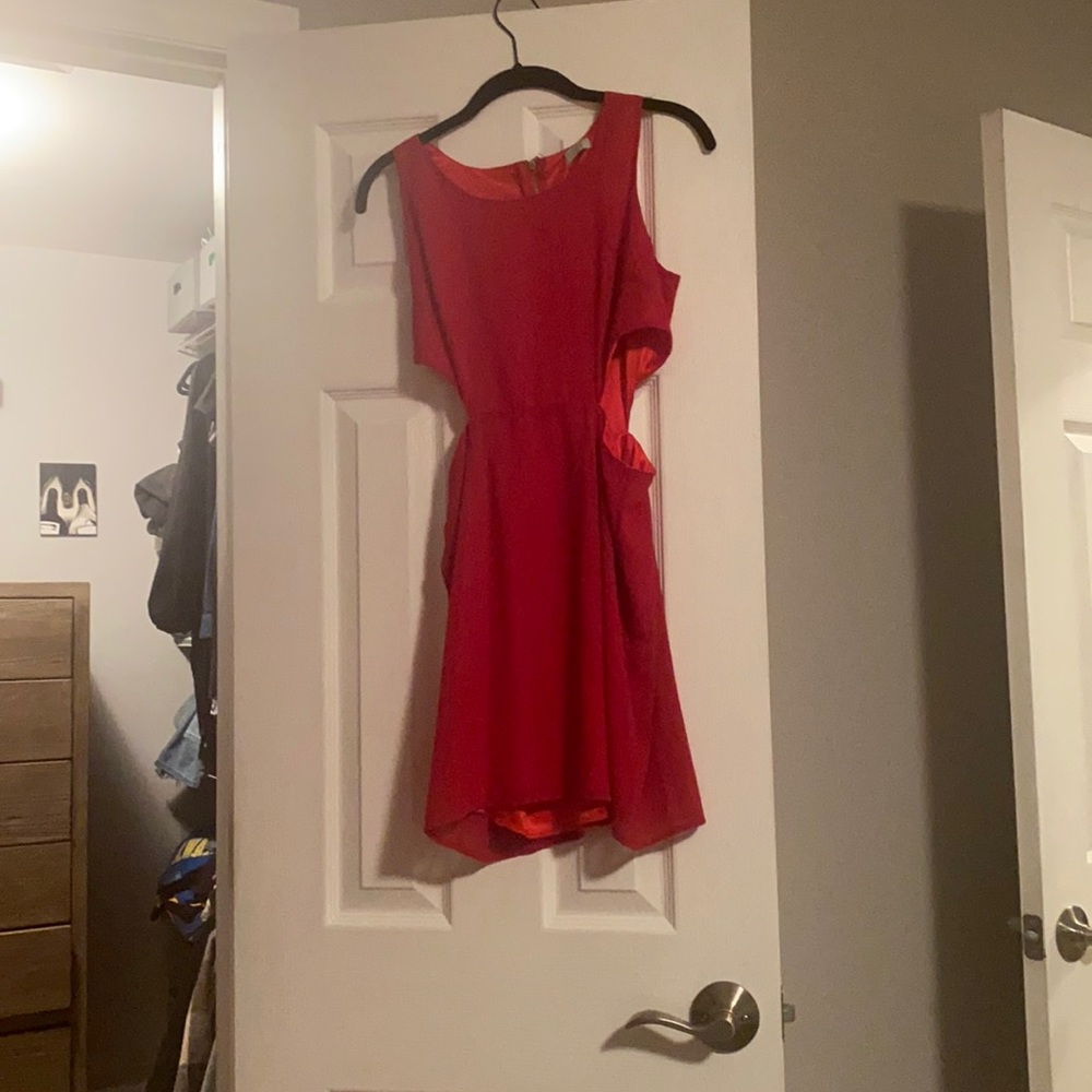 Red dress with cutouts